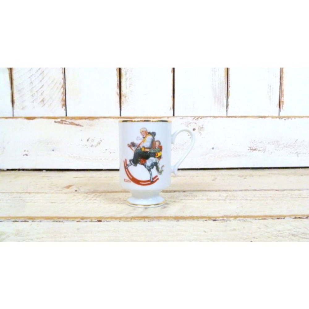 80s vintage Norman Rockwell Gramps at the reins Porcelain coffee mug